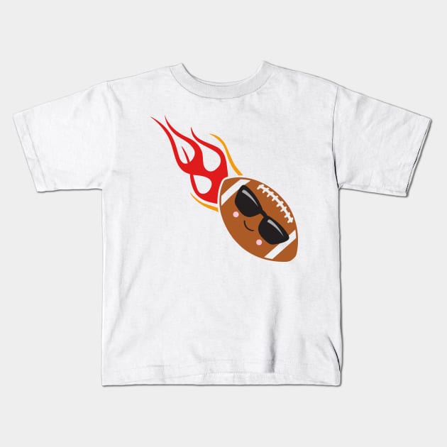 Football Emoji on Fire Kids T-Shirt by 4Craig